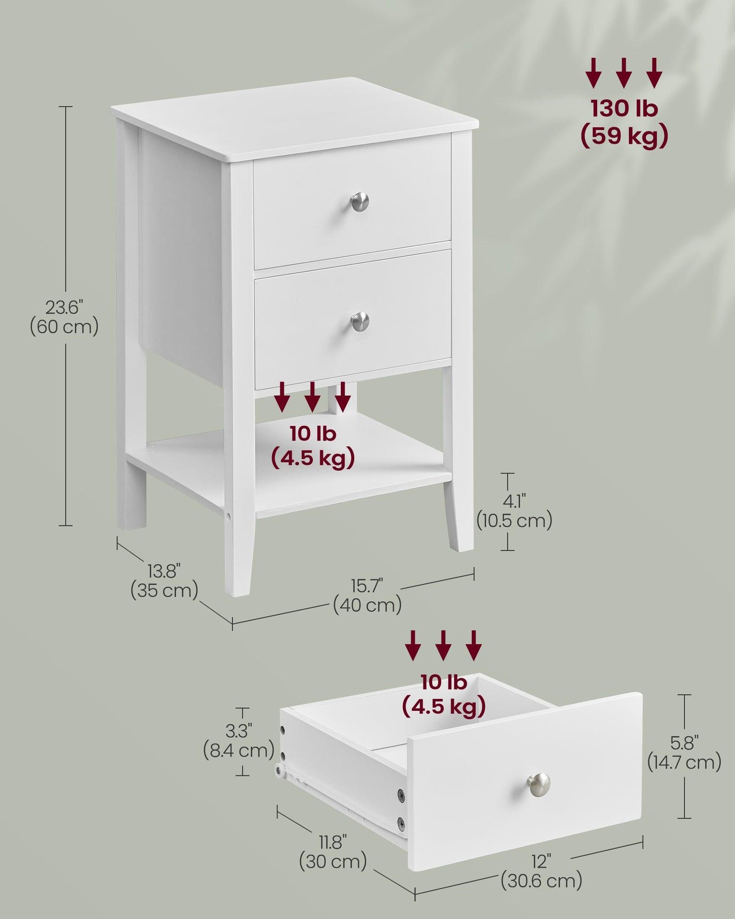 Set of 2 Bamboo Nightstands Cloud White