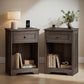 VASAGLE Farmhouse Nightstand with Charging Station and Drawer – Taupe