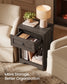 VASAGLE Farmhouse Nightstand with Charging Station and Drawer – Taupe