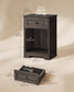 VASAGLE Farmhouse Nightstand with Charging Station and Drawer – Taupe