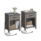 VASAGLE Farmhouse Nightstands with Charging Station, Set of 2 – Misty Gray