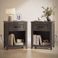 VASAGLE Farmhouse Nightstand with Charging Station, Drawer, Set of 2 Bedside Table – Taupe
