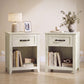 VASAGLE Farmhouse Nightstand with Charging Station, Drawer, Set of 2 Bedside Table – Cloud White