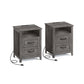 VASAGLE Liry Farmhouse Nightstand with Charging Station – Misty Gray