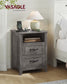 VASAGLE Liry Farmhouse Nightstand with Charging Station – Misty Gray