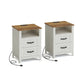 VASAGLE Liry Farmhouse Nightstand with Charging Station – Rustic White, Honey Brown