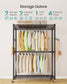 SONGMICS Ink Black Steel Clothes Rack with Hanging Rails and Wheels
