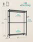 SONGMICS Ink Black Steel Clothes Rack with Hanging Rails and Wheels