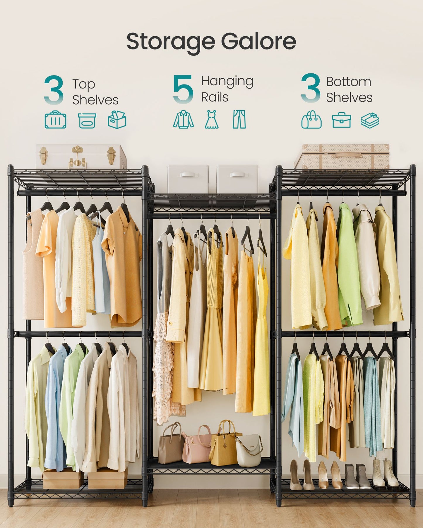 SONGMICS Heavy-Duty Clothes Rack, Garment Rack – Ink Black | ULGR433B01