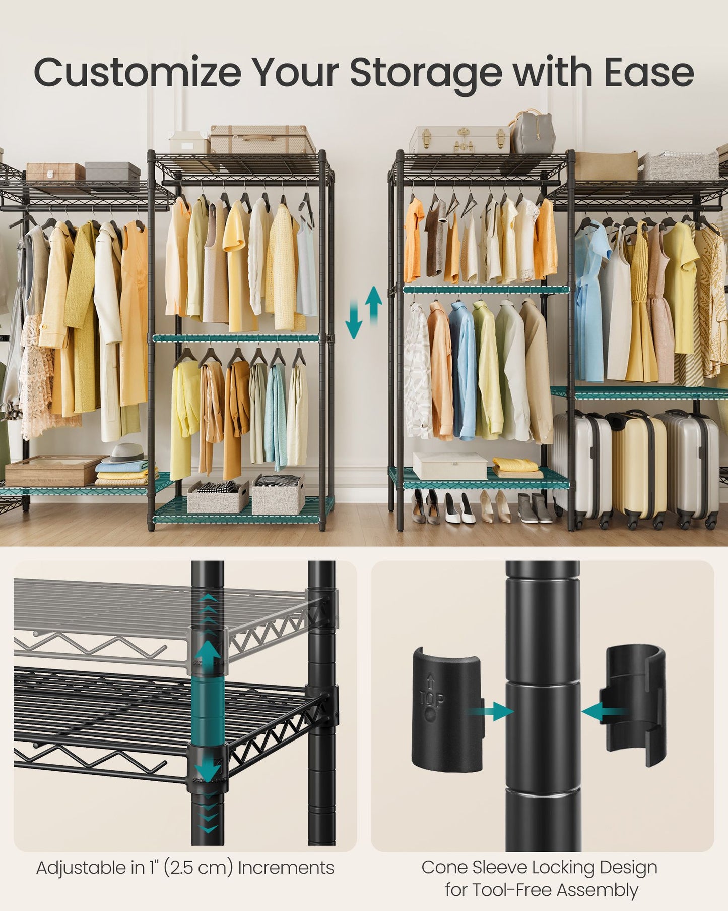 SONGMICS Heavy-Duty Clothes Rack, Garment Rack – Ink Black | ULGR433B01