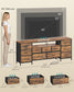 SONGMICS TV Stand for Tvs Up to 70 Inches, 11 Fabric Drawers, 2 Shelves Dresser for Bedroom – Rustic Brown