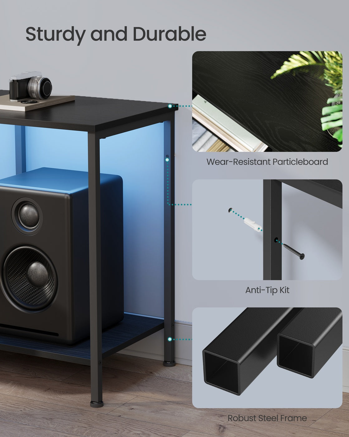 SONGMICS TV Stand for Tvs Up to 70 Inches – Ink Black