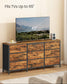 SONGMICS Dresser with 9 Fabric Drawers, TV Stand for Tvs Up to 65 Inches – Rustic Brown, Ink Black