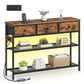 SONGMICS LED Console Table with Power Outlet Drawers Rustic Brown