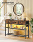 SONGMICS LED Console Table with Power Outlet Drawers Rustic Brown