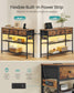 SONGMICS LED Console Table with Power Outlet Drawers Rustic Brown
