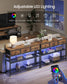 SONGMICS LED Console Table with Power Outlet Drawers Rustic Brown