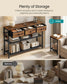 SONGMICS LED Console Table with Power Outlet Drawers Rustic Brown