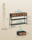 SONGMICS LED Console Table with Power Outlet Drawers Rustic Brown