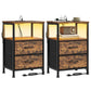 SONGMICS 2 Charging Nightstands with 4 Drawers Rustic Brown