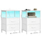 SONGMICS 2 LED Charging Nightstands with 4 Drawers Cloud White