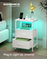 SONGMICS 2 LED Charging Nightstands with 4 Drawers Cloud White