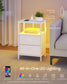 SONGMICS 2 LED Charging Nightstands with 4 Drawers Cloud White