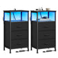 SONGMICS 2 LED Charging Nightstands with 3 Drawers Ink Black
