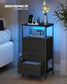SONGMICS 2 LED Charging Nightstands with 3 Drawers Ink Black