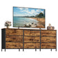 SONGMICS Dresser with 9 Fabric Drawers, TV Stand for Tvs Up to 70 Inches – Rustic Brown, Ink Black