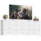 SONGMICS Dresser with 9 Fabric Drawers, TV Stand for Tvs Up to 70 Inches – Cloud White | ULGS233WH02S