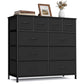 SONGMICS Tall Fabric Dresser with Ten Drawers and Steel Frame – Ink Black