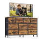 SONGMICS Wide Bedroom Dresser with 10 Fabric Drawers – Rustic Brown, Ink Black