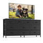 SONGMICS Wide Bedroom Dresser with 10 Fabric Drawers – Ink Black – 13.8"D x 57.8"W x 26.8"H