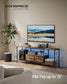 SONGMICS Bellah TV Stand with Power Outlets and Lights – Rustic Brown