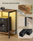 SONGMICS Bellah TV Stand with Power Outlets and Lights – Rustic Brown