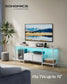 SONGMICS Bellah TV Stand with Power Outlets and Lights – Ink Black – 13.8"D x 61.8"W x 23.6"H