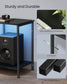 SONGMICS Bellah TV Stand with Power Outlets and Lights – Ink Black – 13.8"D x 70.5"W x 23.6"H