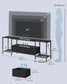 SONGMICS Bellah TV Stand with Power Outlets and Lights – Ink Black – 13.8"D x 70.5"W x 23.6"H