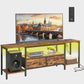 SONGMICS TV Stand with Power Outlets and Lights – Rustic Brown