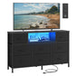 SONGMICS Resser for Bedroom with Outlets and LED Lights, TV Stand – Ink Black