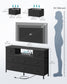 SONGMICS Resser for Bedroom with Outlets and LED Lights, TV Stand – Ink Black