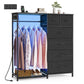 SONGMICS 3-in-1 Closet Organizer with LED Lights and Charging Station – Ebony Black