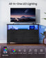 SONGMICS Dresser with App-Controlled LED Lights, 5 Fabric Drawers Dresser – Ink Black