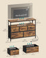 SONGMICS Dresser with App-Controlled LED Lights, 5 Fabric Drawers Dresser – Rustic Brown, Ink Black