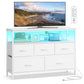 SONGMICS Dresser with App-Controlled LED Lights, 5 Fabric Drawers Dresser – Cloud White