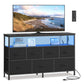 SONGMICS Dresser with App-Controlled LED Lights, 7 Fabric Drawers Dresser – Ink Black