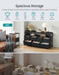 SONGMICS Dresser with App-Controlled LED Lights, 7 Fabric Drawers Dresser – Ink Black