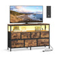 SONGMICS Dresser with App-Controlled LED Lights, 7 Fabric Drawers Dresser – Rustic Brown, Ink Black