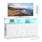 SONGMICS Dresser with App-Controlled LED Lights, 7 Fabric Drawers Dresser – Cloud White